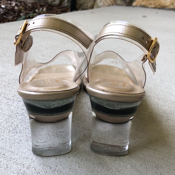 BOB BAKER Cinderella Clear Peep Toe Sling Back Heels - Picture 9 of 14
